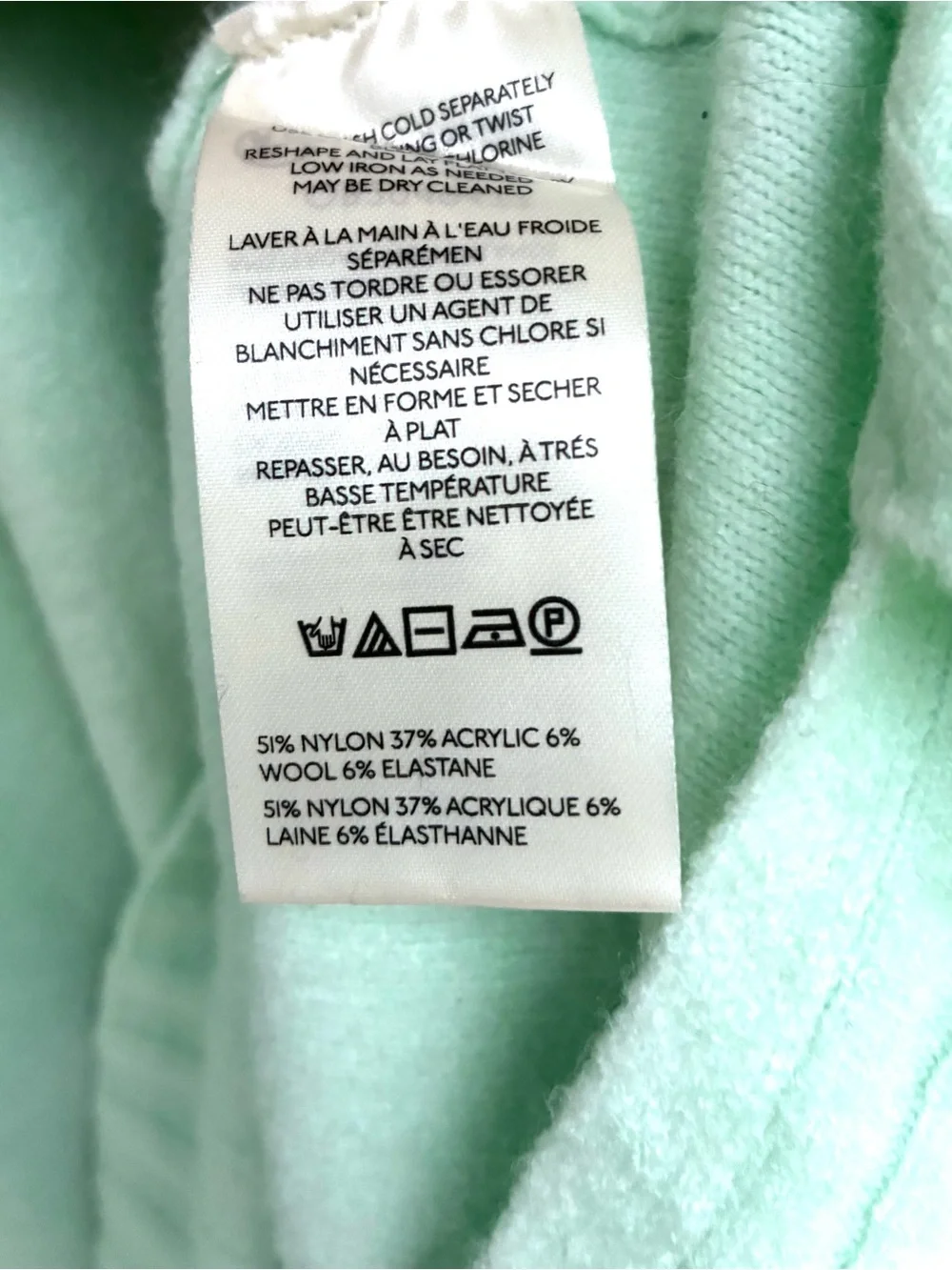 Free People Phoebe Mint Green Oversized Tunic Sweater Wool Blend Large - Picture 4 of 6